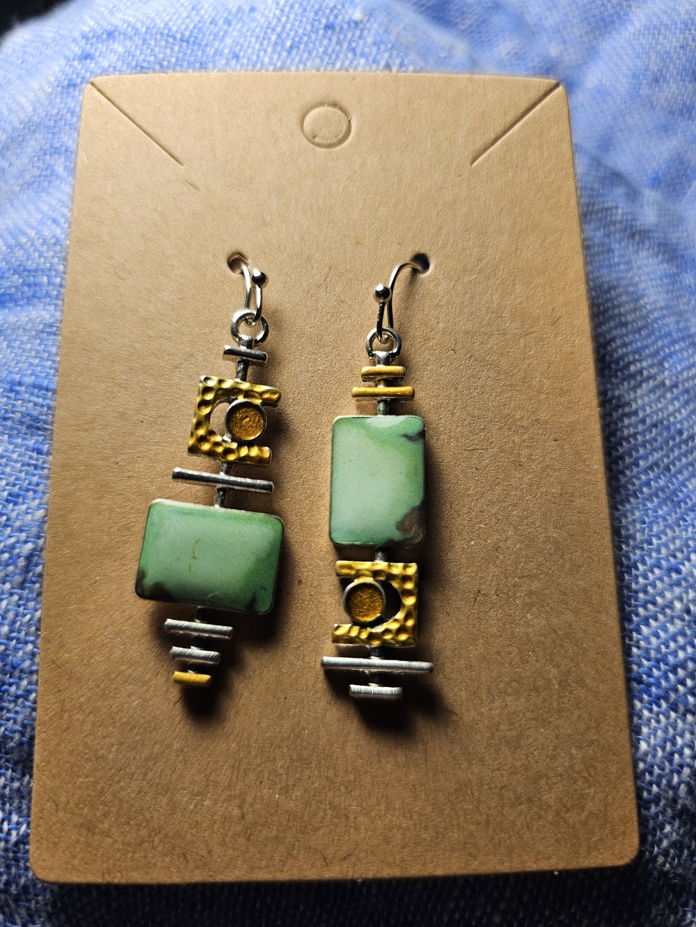 Fashion Artisan Green Asymetric Drop Earrings - BOHO Avant Garde